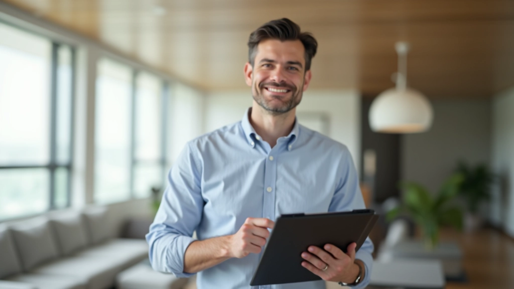 Man conducting property inspection with checklist and taking notes